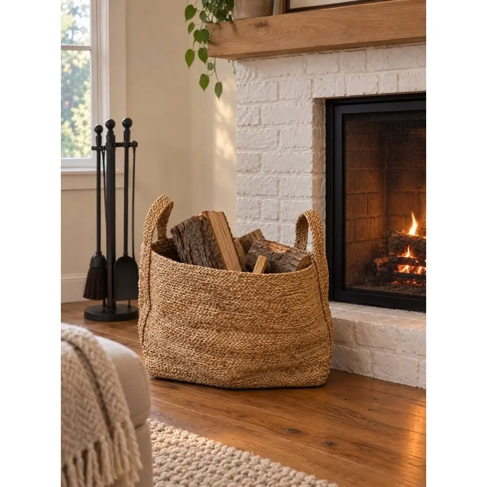 Brand-New Extra-Large Natural Jute Basket – 20” × 14”